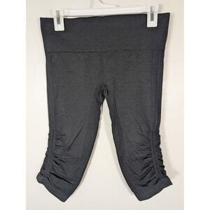 Lululemon Crop Leggings Womens Small Black Gather Together Ruched Yoga Pants Gym